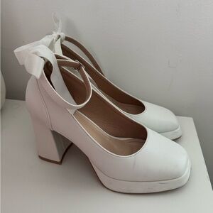 Bow detail White Women's Chunky Heel